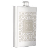 Uw monogram, Beige Damask Patroon 2 Flacon (Rechts)