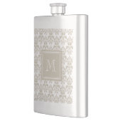 Uw monogram, Beige Damask Patroon 2 Flacon (Links)