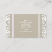 Uw monogram, Beige Damask Patroon 2 Visitekaartje (Achterkant)