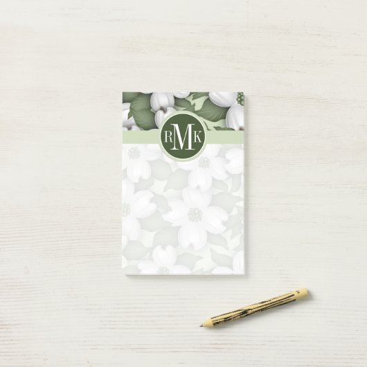 Uw monogram | Dogwood Tree Blossom Post-it® Notes (Op bureau)
