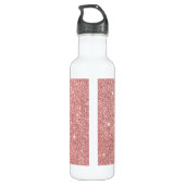 UW MONOGRAM Elegant Chic Faux Glitter Roos Gold Waterfles (Achterkant)