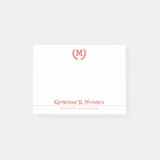 Uw monogram en informatie post-it® notes (Voorkant)