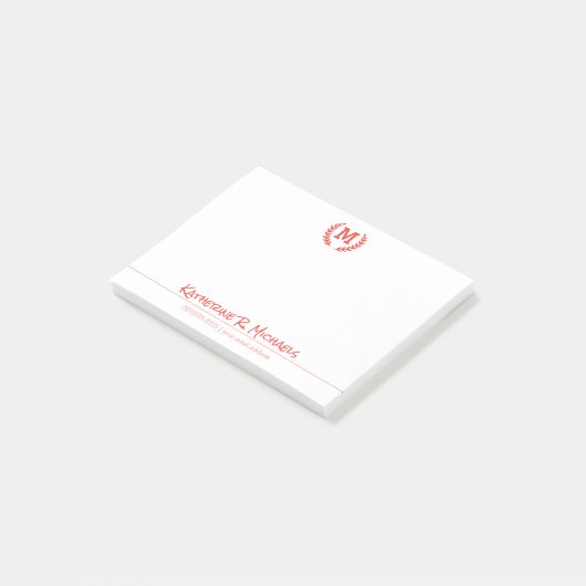 Uw monogram en informatie post-it® notes (Schuin)