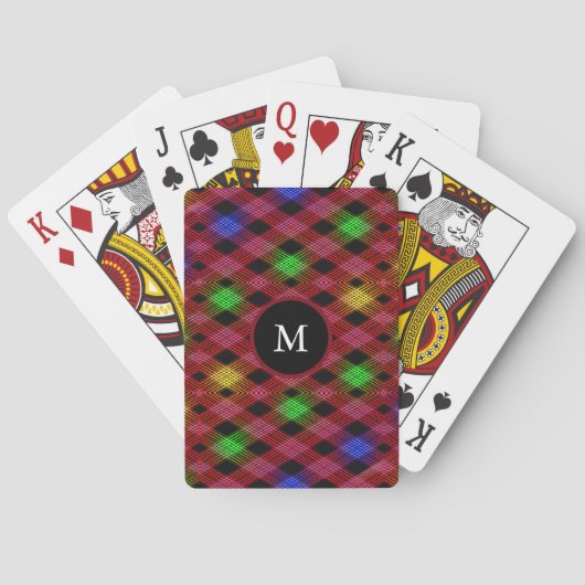 Uw monogram Gingham controleert Multicolored Patro Pokerkaarten (Achterkant)