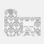 Uw monogram, grijs Damascus Patroon 2 Bedankdoosjes (Uitgevouwen)