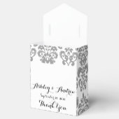 Uw monogram, grijs Damascus Patroon 2 Bedankdoosjes (Geopend)