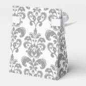 Uw monogram, grijs Damascus Patroon 2 Bedankdoosjes (Achterkant)