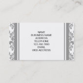Uw monogram, grijs Damascus Patroon 2 Visitekaartje (Achterkant)