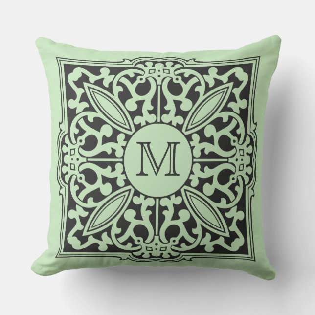 UW MONOGRAM in decoratieve lijst aangepaste kussen (Voorkant)
