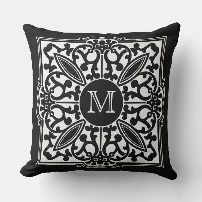 UW MONOGRAM in decoratieve lijst aangepaste kussen (Voorkant)