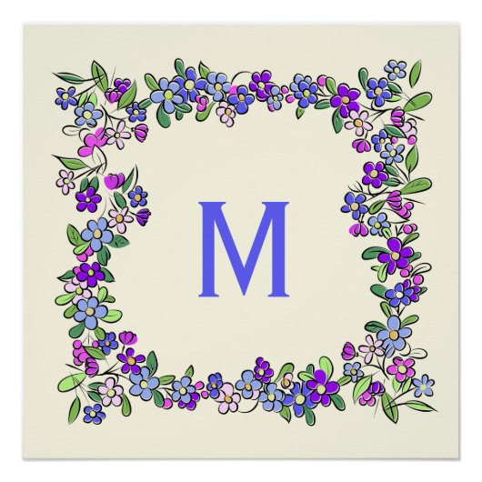 Uw monogram in een Aangepast poster van het Vloeie (Voorkant)