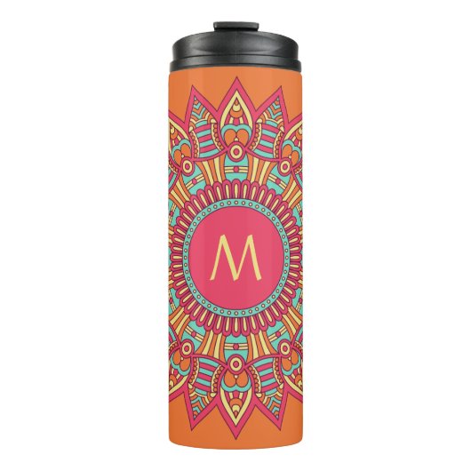 Uw monogram in een aangepaste Boho-Lijst tumbler Thermosbeker (Voorkant)