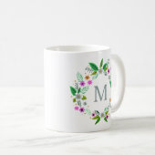 Uw monogram in een Bloem Lijst Koffiemok (Voorkant rechts)