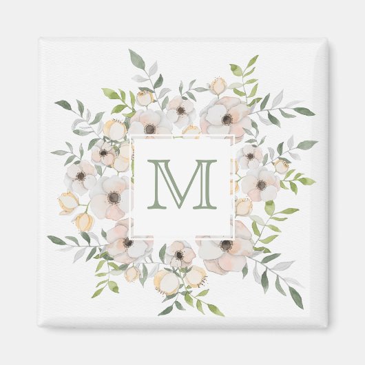 Uw monogram in een Bloem Lijst magneet (Voorkant)