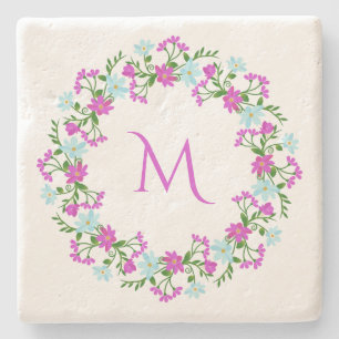 Uw monogram in een Bloem van het Lijst onderzetter