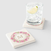 Uw monogram in een Bloem van het Lijst onderzetter (Zijkant)