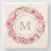 Uw monogram in een Bloem van het Lijst onderzetter (Voorkant)