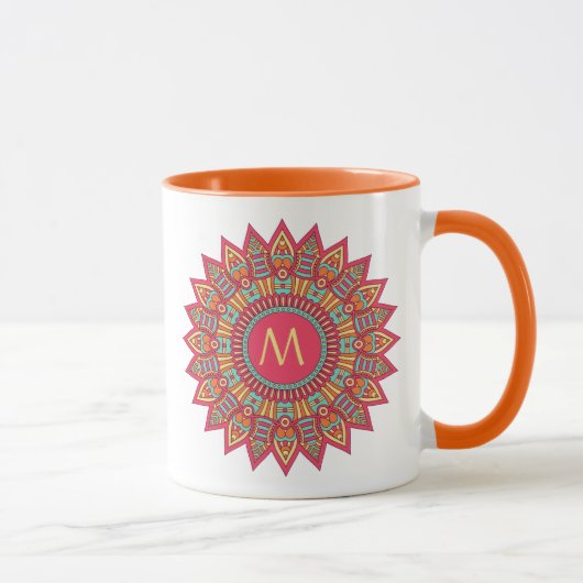Uw monogram in een Boho-Lijst Mok (Rechts)