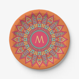 Uw monogram in een Boho Lijst papieren bord