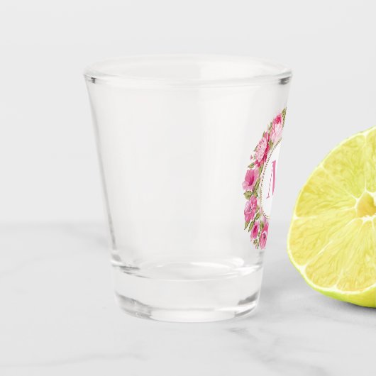 Uw Monogram in Flower Lijst borrelglas Shot Glas (Links)