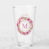 Uw Monogram in Flower Lijst pint glass Glas (Achterkant)