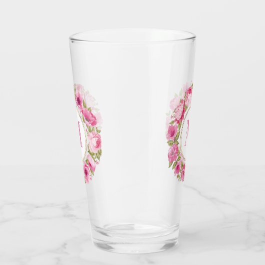 Uw Monogram in Flower Lijst pint glass Glas (Rechts)
