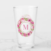 Uw Monogram in Flower Lijst pint glass Glas (Voorkant)