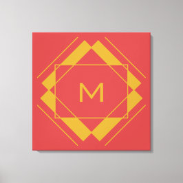 Uw monogram in geometrisch patroon canvasprint canvas afdruk