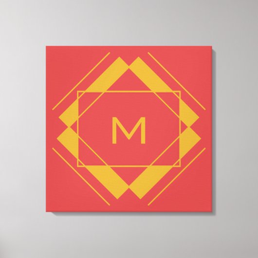 Uw monogram in geometrisch patroon canvasprint canvas afdruk (Voorkant)