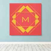 Uw monogram in geometrisch patroon canvasprint canvas afdruk (Insitu (Houten vloer))
