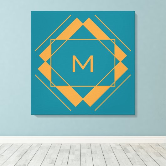Uw monogram in het canvas Geometric Pattern Afdruk (Insitu (Houten vloer))
