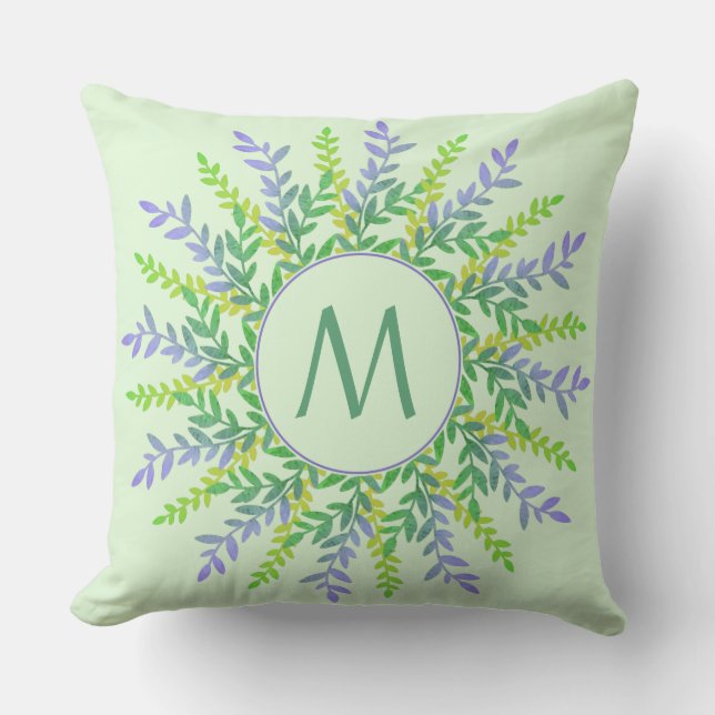 Uw monogram in Leaf Lijst gooit kussen (Voorkant)