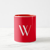 Uw monogram in rood en wit tweekleurige koffiemok (Center)