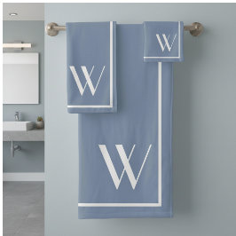 Uw monogram in vervaagde denim kleur bad handdoek