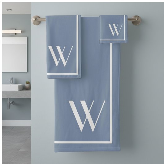 Uw monogram in vervaagde denim kleur bad handdoek