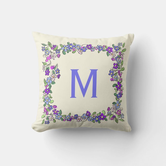 Uw Monogram in Vloerlijk Lijst werpt kussen (Voorkant)