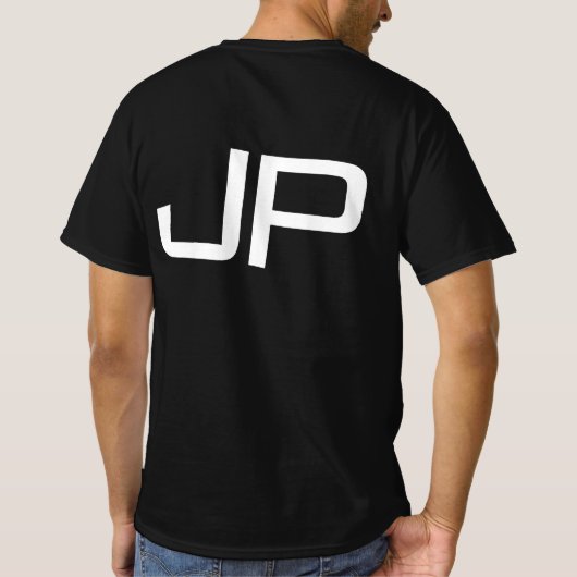 Uw Monogram Initiaal Mannen Moderne Dubbele Zing T-shirt (Achterkant)