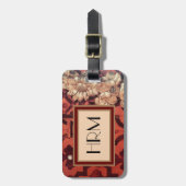 Uw monogram, Inset Wood en Gold Floral afbeelding Bagagelabel (Voorkant verticaal)