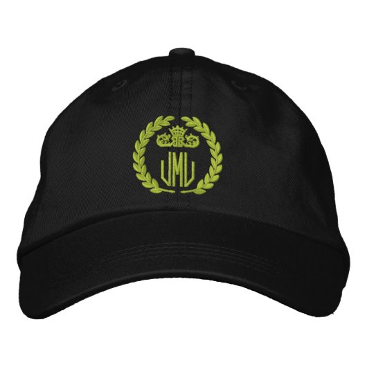Uw monogram kan tot drie letters lachen geborduurde pet (Voorkant)