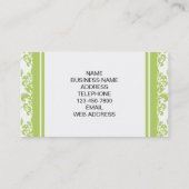 Uw monogram, lichtgroen Damaspatroon 2 Visitekaartje (Achterkant)
