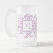 Uw monogram, Paarse Damascus Patroon 2 Matglas Bierpul (Links)