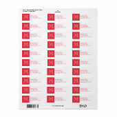 Uw monogram, rood wit retour adres label (Full Sheet)