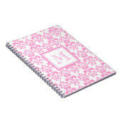 Uw monogram, roze damast patroon 2 notitieboek (Rechterzijde)