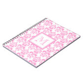 Uw monogram, roze damast patroon 2 notitieboek (Linkerzijde)