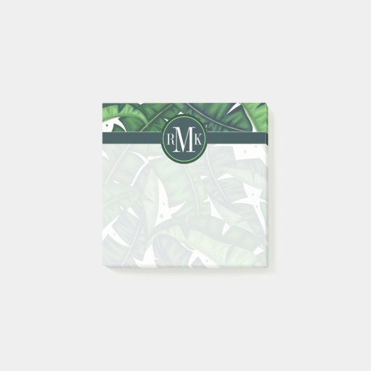 Uw monogram | Tropische palmbladeren Post-it® Notes (Voorkant)