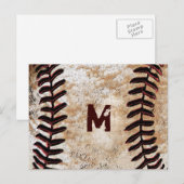 Uw Monogram Vintage Honkbal Postkaarten (Voorkant / Achterkant)