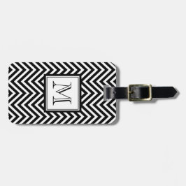 UW MONOGRAM, ZWARTE CHEVRON BAGAGELABEL