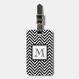 UW MONOGRAM, ZWARTE CHEVRON BAGAGELABEL
