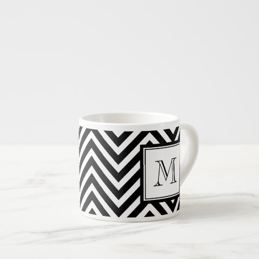 UW MONOGRAM, ZWARTE CHEVRON ESPRESSO KOP (Voorkant rechts)