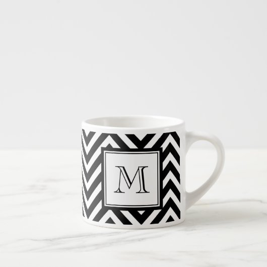 UW MONOGRAM, ZWARTE CHEVRON ESPRESSO KOP (Rechts)